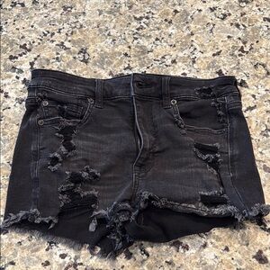 American Eagle Outfitters Black Distressed Jean Shorts